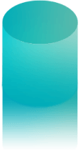 Small, light teal cylinder with a reflection underneath it