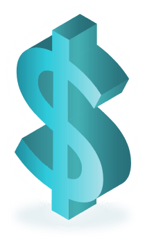 Teal 3D dollar sign
